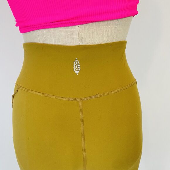 Free People Movement Hearts A Flutter Gold Yellow Leggings Women's Size Small - Picture 3 of 13